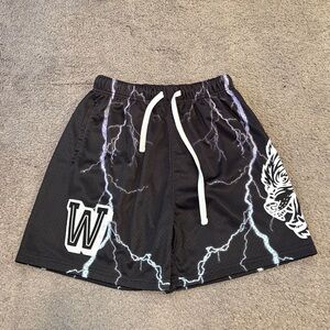 Darc Sport Black Athletic Shorts with White Lightning Design